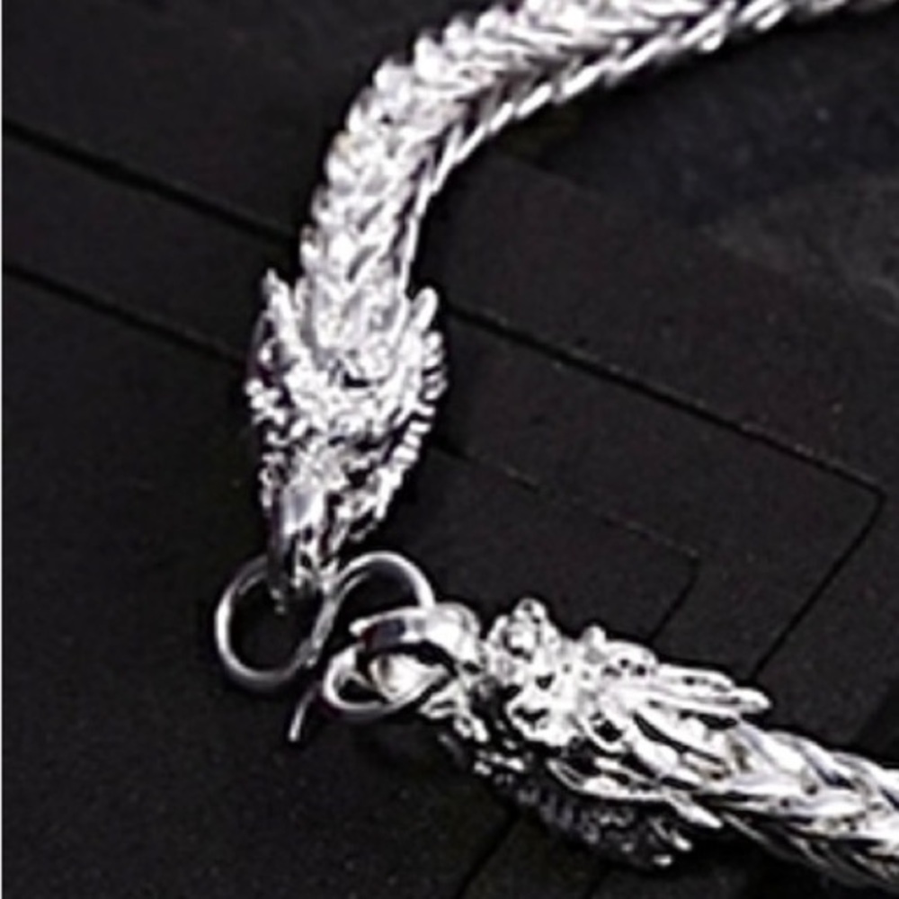 Novica SILVER VIKING CHINESE DRAGON BRACELET braid snake 8.1” viking